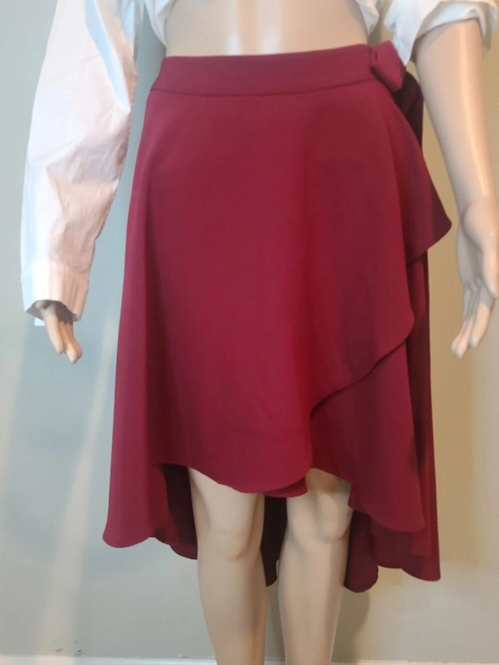 Express Burgundy A-Line High-Low Skirt size 4 - Picture 2 of 5
